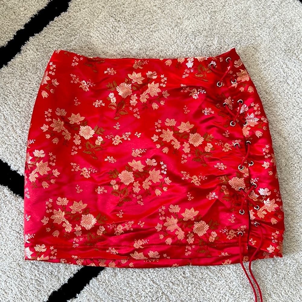 Red Oriental Mini Skirt